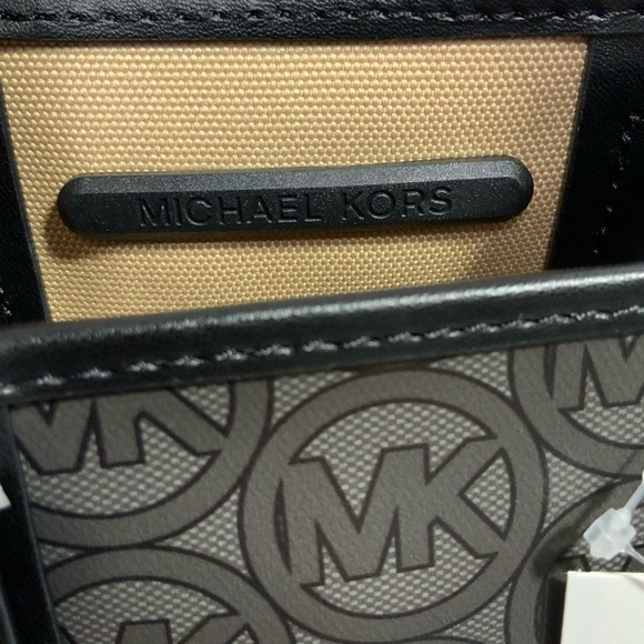 Michael Kors Jodie Small Black Jacquard Logo Recycled Polyester Tote Bag Handbag - Picture 4 of 8